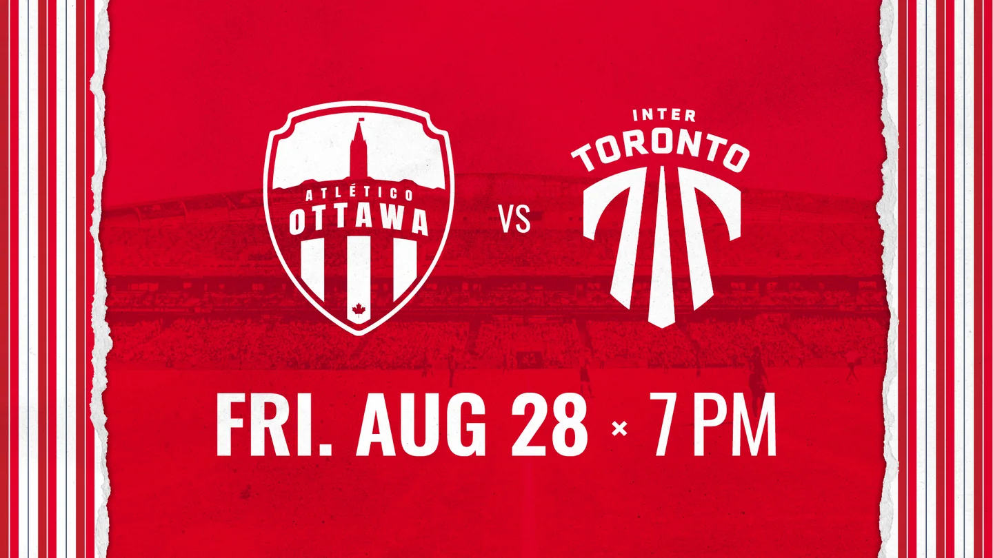 Official Atlético Ottawa versus Inter Toronto FC match graphic