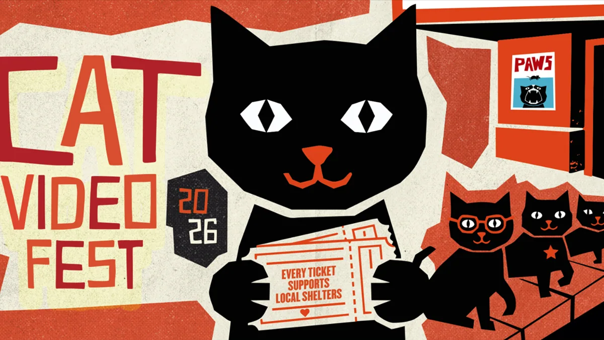 CatVideoFest 2026 artwork featuring illustrated cats
