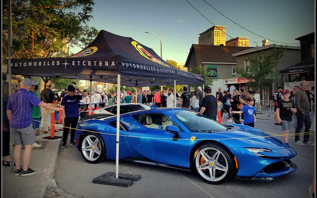 Ferrari cars and visitors at the Ottawa Italian and Ferrari Festival
