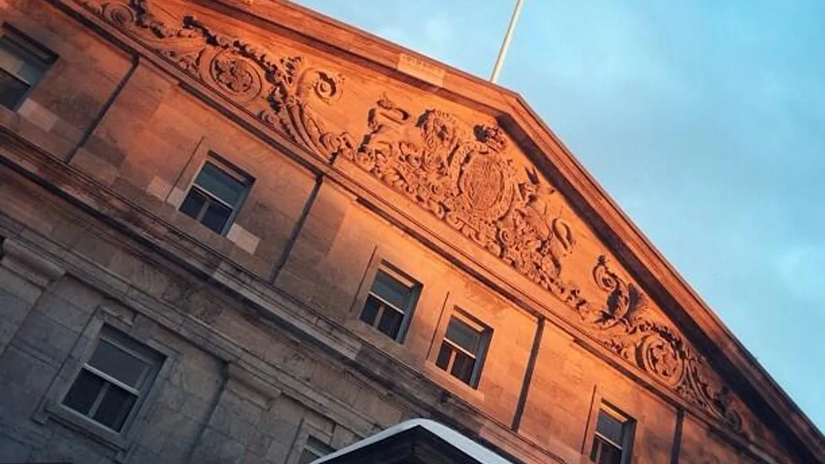 Rideau Hall facade at sunset