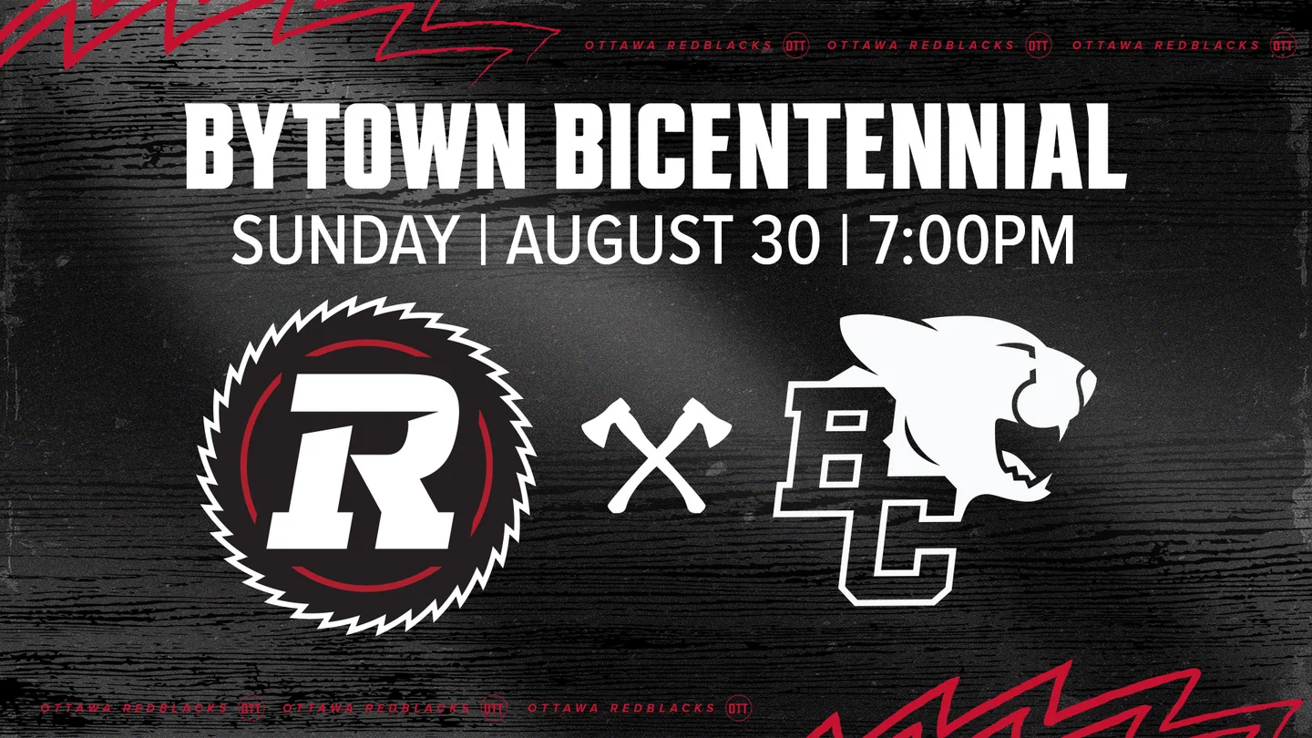 Official Ottawa REDBLACKS versus BC Lions game graphic
