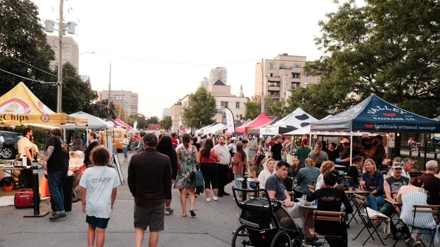 Visitors shopping at the Parkdale Night Market